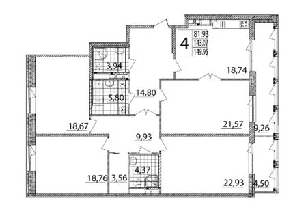 Продаётся 4-комнатная квартира, 150.9 м²